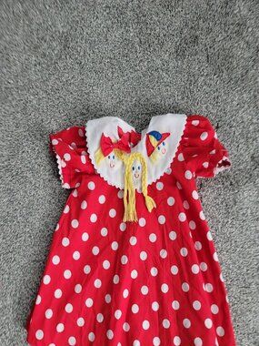 Girls Young Hearts 1980's  Red dress with white Dots size 3T  - Runs Small